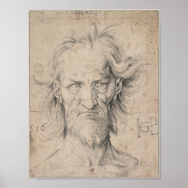 Póster Cabeza del anciano con barba (Saturno) de Durer (Frente)