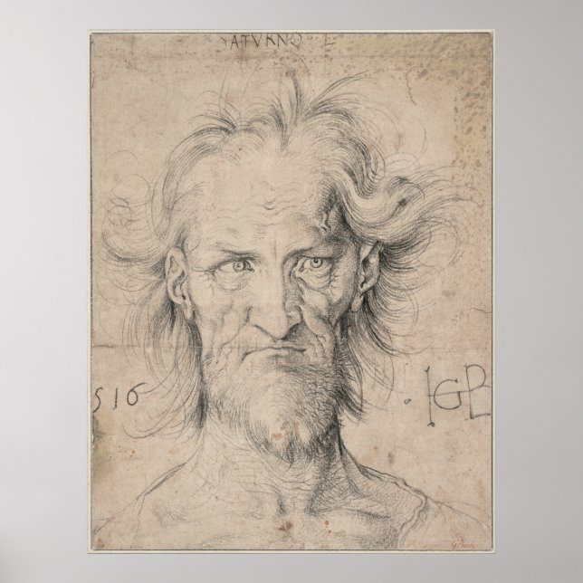 Póster Cabeza del anciano con barba (Saturno) de Durer (Frente)