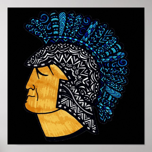 Póster Cabeza espartana - azul (Frente)