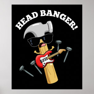 Póster Cabeza Golpeadora Chistes de Música Oscuro BG