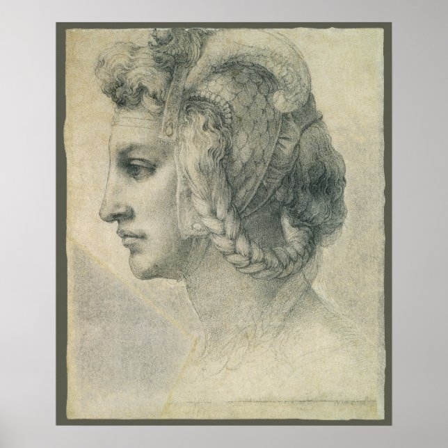 Póster Cabeza ideal de una mujer de Michelangelo (Frente)