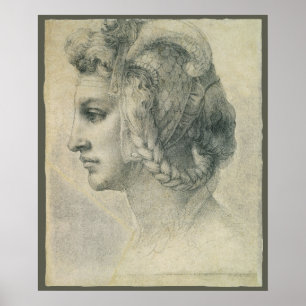 Póster Cabeza ideal de una mujer por Michelangelo