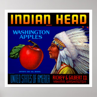 Póster Cabeza india de Washington manzanas