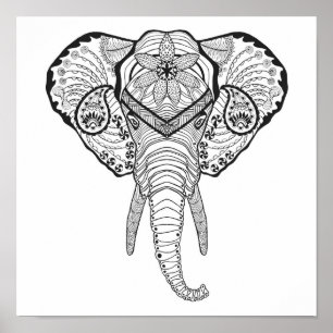 Póster Cabeza inspirada 2 del elefante