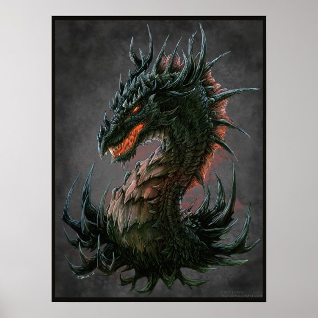 Póster Cabeza Regal del Dragón Negro - Color completo (Frente)