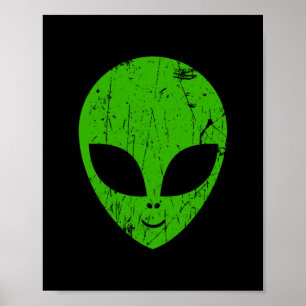 Póster cabeza verde extraterrestre de ciencia ficción ex