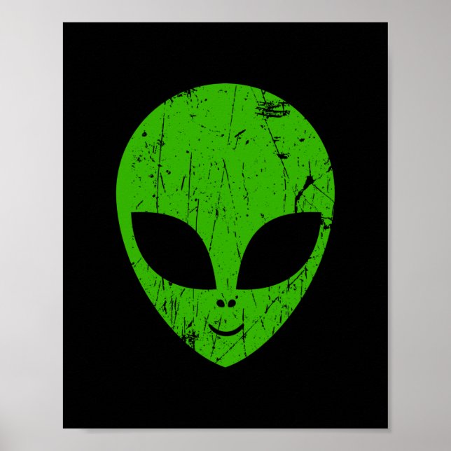 Póster cabeza verde extraterrestre de ciencia ficción ext (Frente)