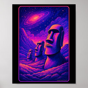 Póster Cabezas Moai de la Isla de Pascua - Galaxia Alien