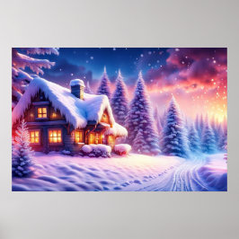 Póster Cabina Acogedora En Winter Wonderland Poster