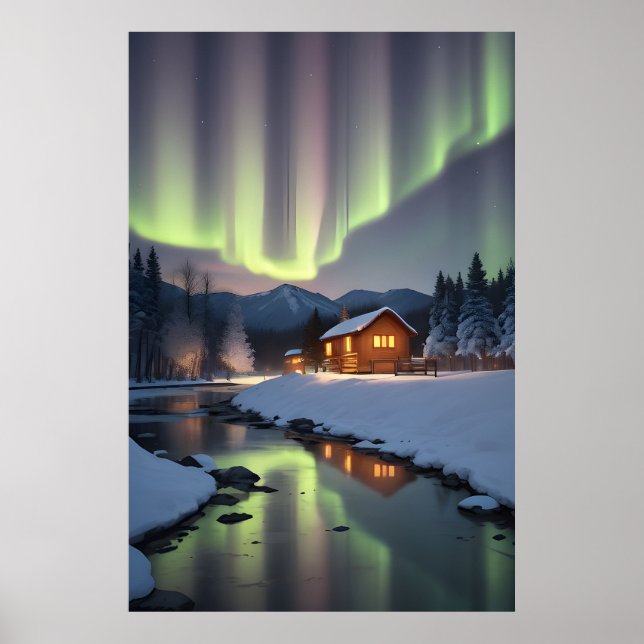 Póster Cabina bajo luces del norte (Frente)