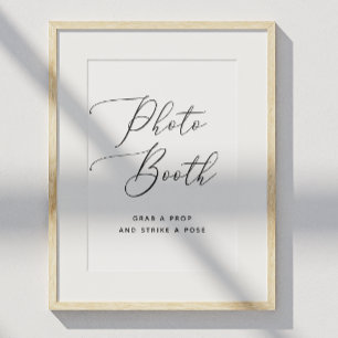 Póster Cabina de fotos. Boda de guiones simples en blanco