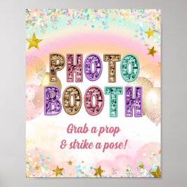 Póster Cabina de Fotos Cumpleaños Doble Brillo Lento