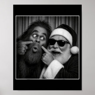 Póster Cabina de Fotos Divertida de Bigfoot con Santa Nav