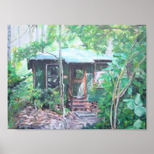 Póster Cabina de laguna en el Centro Espiritual Meher (Frente)