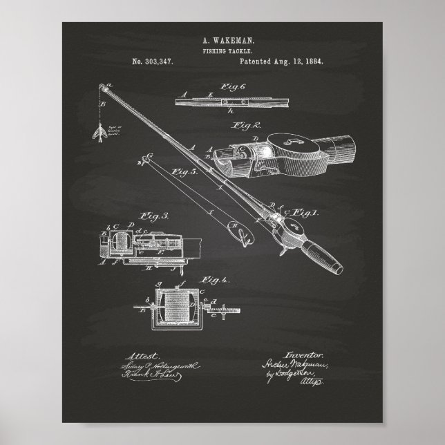 Póster Cabina de Pesca 1984 Patent Art Chalkboard (Frente)