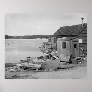 Póster Cabina de pescador, 1900. Foto de cosecha de vinta