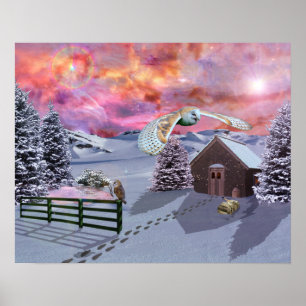 Póster Cabina en la nieve