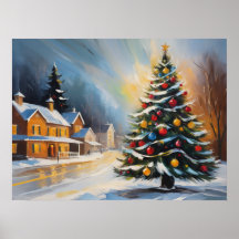 Cabinas de nieve festivas con árbol de Navidad