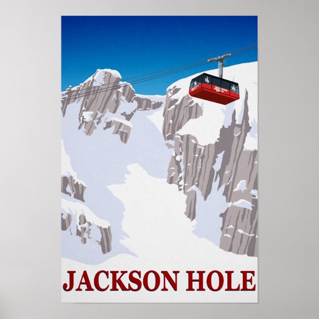 Póster Cable para la estación de esquí de Jackson Hole (Frente)