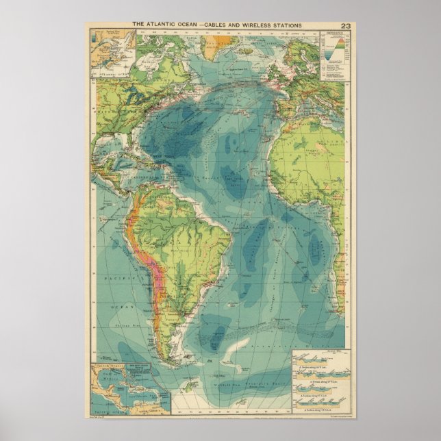Póster Cables atlánticos, estaciones inalámbricas (Frente)