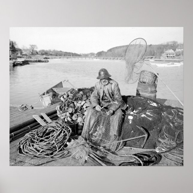 Póster Cabo Ann Fisherman, 1905. Foto de cosecha de vinta (Frente)
