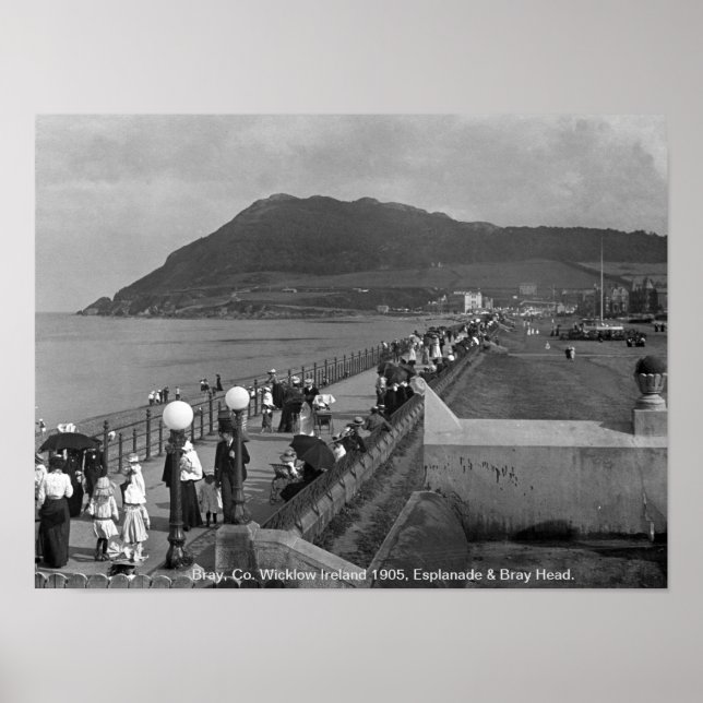 Póster Cabo Bray y paseo marítimo 1905 Condado de Wicklow (Frente)