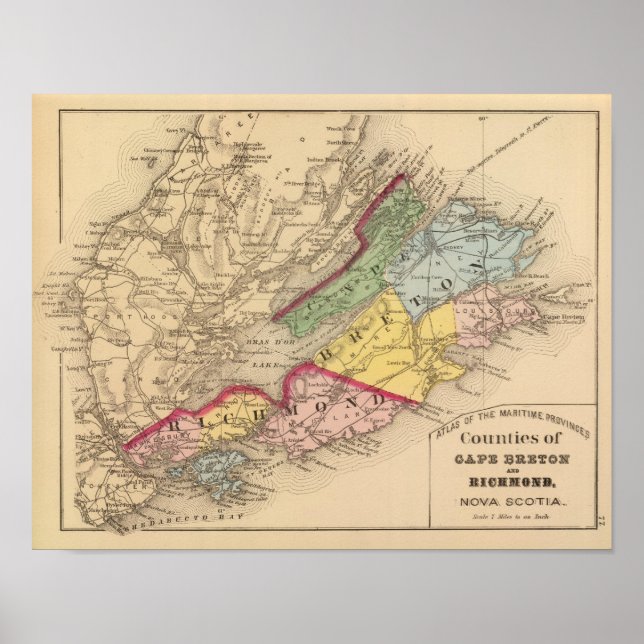 Póster Cabo Bretón, condados de Richmond, NS (Frente)