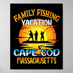 Póster Cabo Cod Machusetts Familia Fishing Vacation Sunse