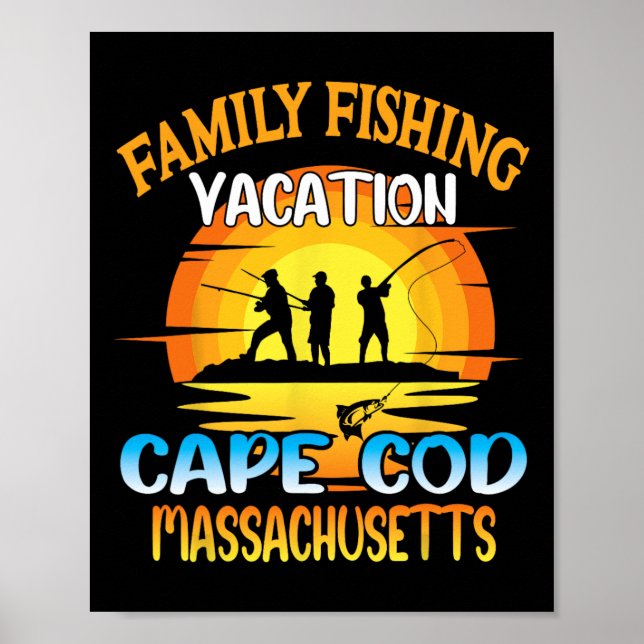 Póster Cabo Cod Machusetts Familia Fishing Vacation Sunse (Frente)