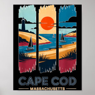 Póster Cabo Cod Machusetts Viajes Antiguos Velero Playa