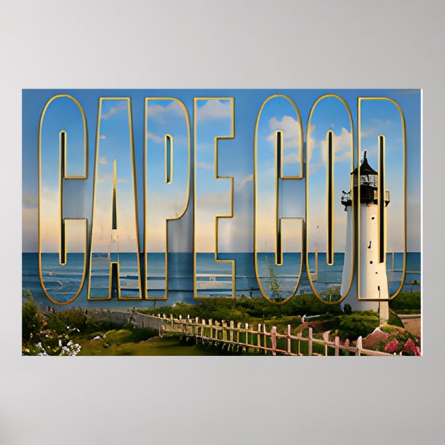 Póster Cabo Cod Massachusetts Faro Viaje Costero (Frente)