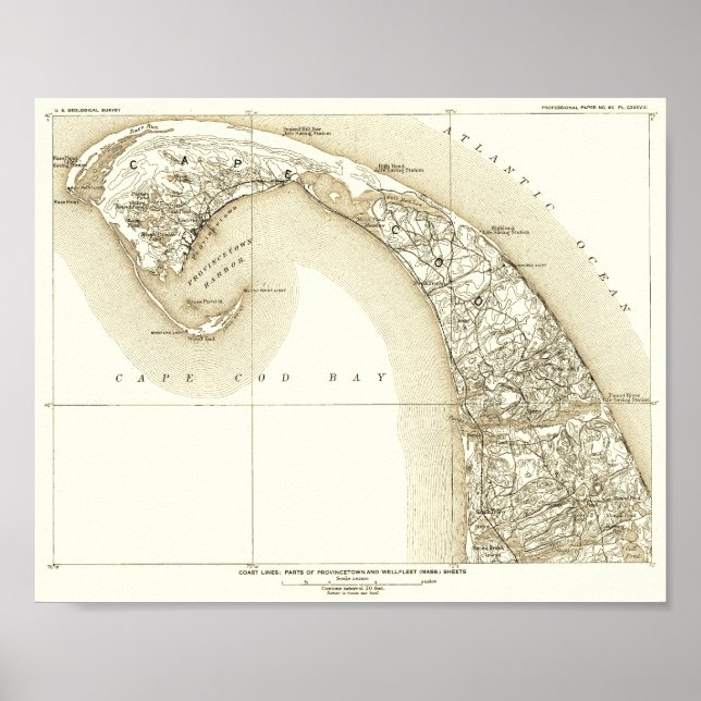 Póster Cabo Costero, Provincetown, Cabo Exterior 10:8 (Frente)