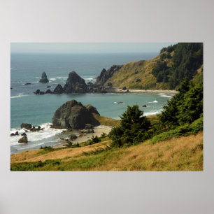Póster Cabo Ferrelo, Vista, Océano, Columnas de Mar, Cala
