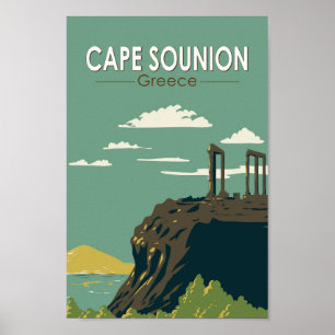 Póster Cabo Sounion Grecia Viaje a la intemperie