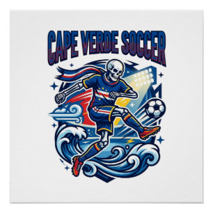 Póster Cabo Verde Fútbol Esqueleto Delantero Naciones Pre