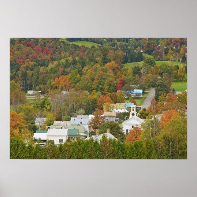 Póster Cabot, Vermont en otoño. Reino del Noreste. (Frente)