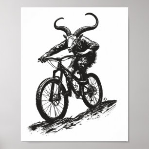 Póster Cabra De Bicicleta De Montaña Mtb Enduro Ciclista 