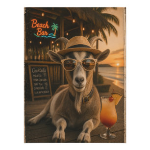 Póster Cabra de Playa Fresca con Cóctel