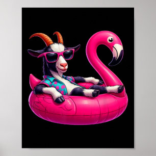 Póster Cabra divertida de verano rosa fiesta de piscina h