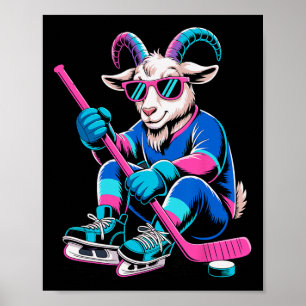 Póster Cabra Divertida G.o.a.t. Portero Jugador Hockey So