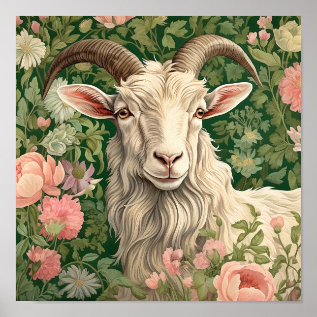 Póster Cabra en pintura de prados (Frente)
