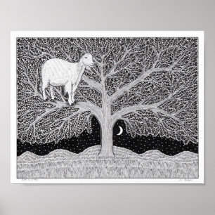 Póster Cabra en un árbol