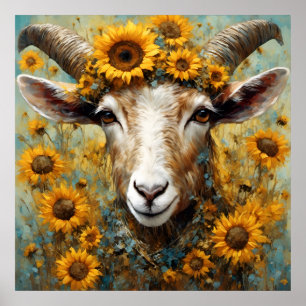 Póster Cabra Girasol