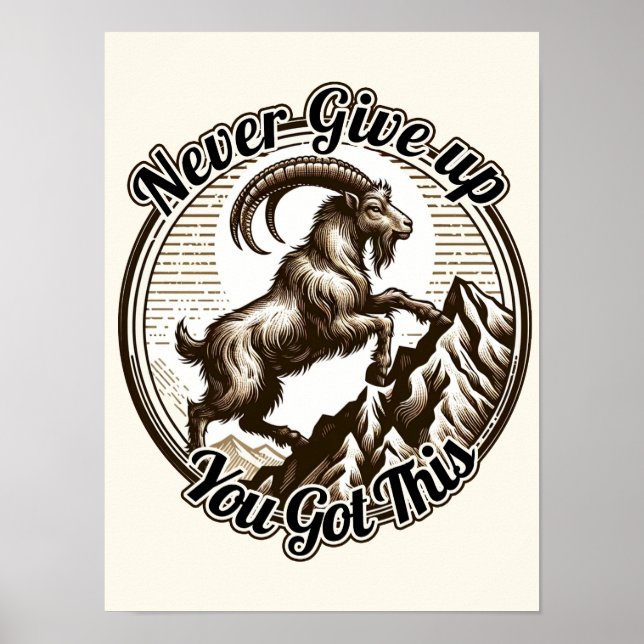 Póster Cabra Montañesa Capricornio Cumpleaños Zodiaco (Frente)