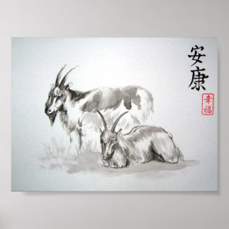 Póster cabras de zodiac chinas