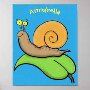 Póster Caca, caracol feliz en un ilustracion personalizad