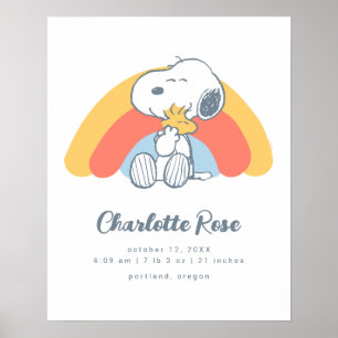 Póster Cacahuetes Arcoiris Snoopy y Woodstock