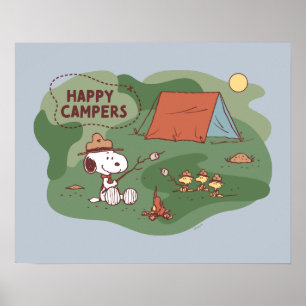 Póster Cacahuetes   Camperas felices Snoopy y Woodstock 2