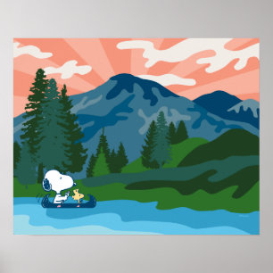Póster Cacahuetes   Canoa Snoopy & Woodstock