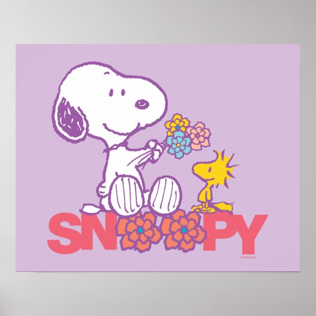 Póster Cacahuetes | Flores Snoopy & Woodstock (Frente)